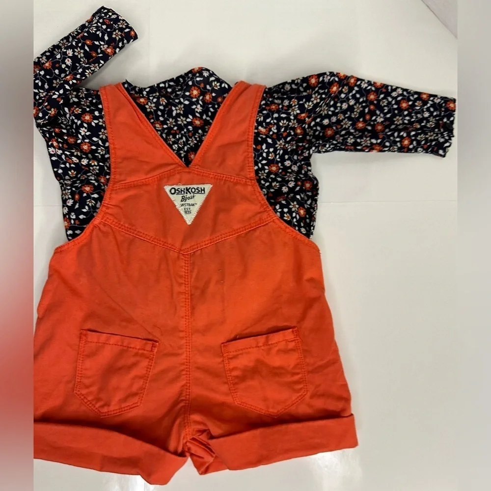 OshKosh b'gosh overalls and long sleeve onesie sz 6 mth